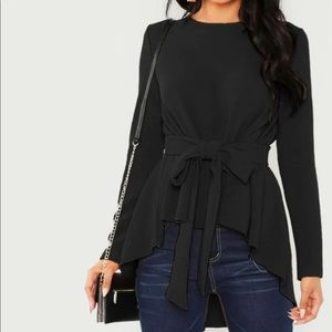 Women’s high low blouse with belt